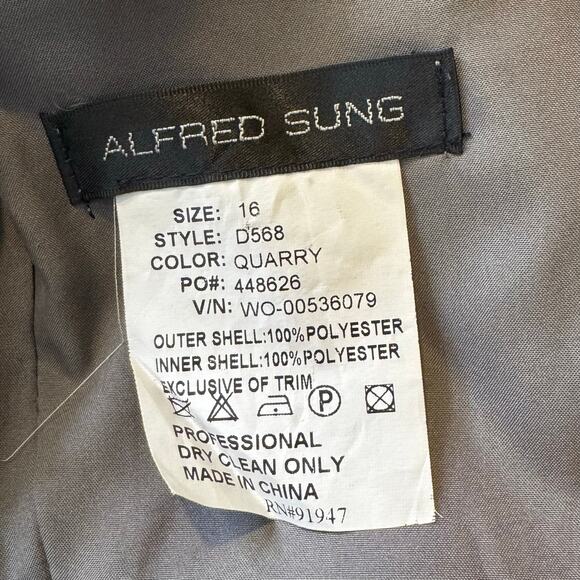 Alfred Sung Size 16 Quarry Cap Sleeve Cocktail Evening Dress D568 - Picture 8 of 8